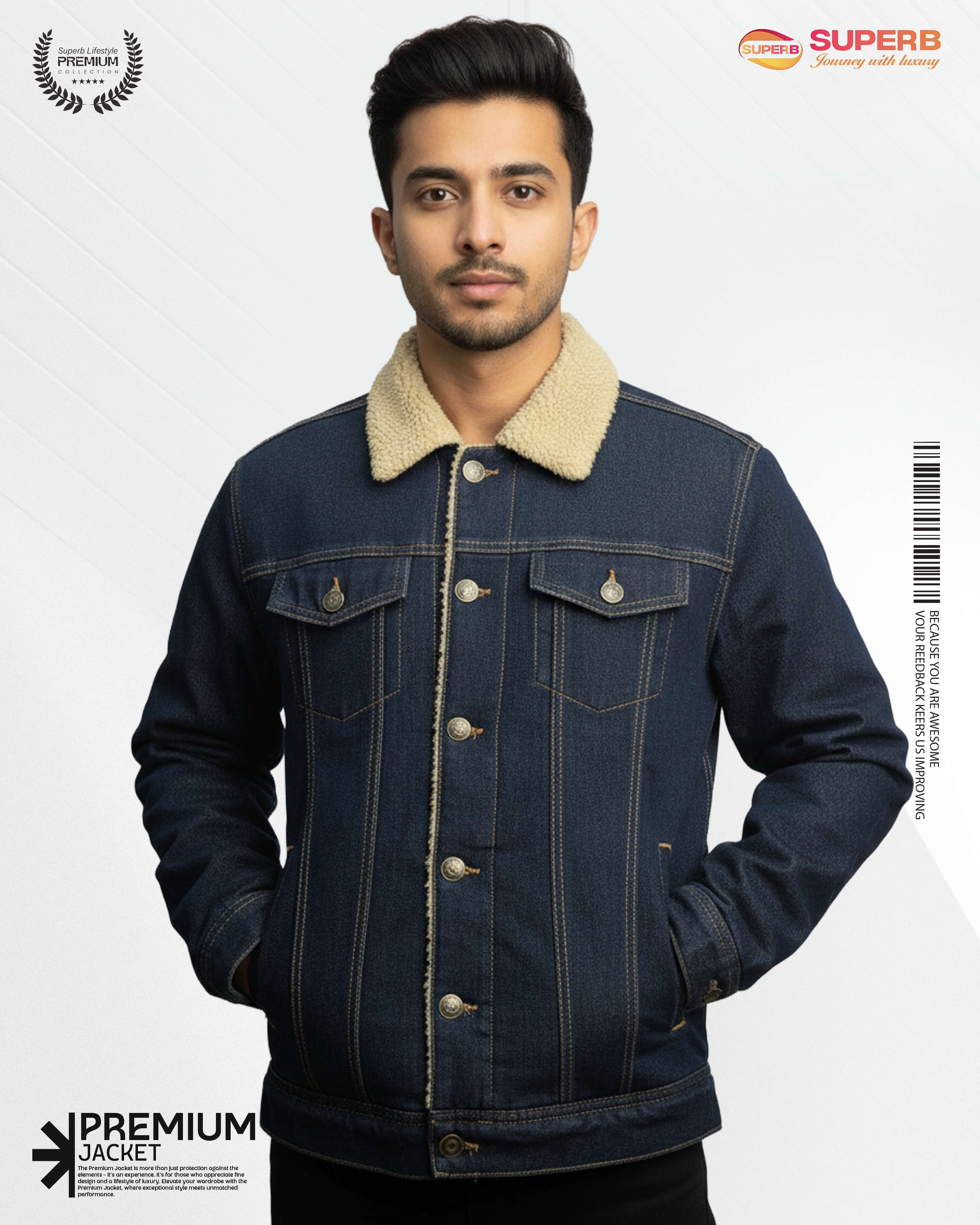 George Premium Unisex Sherpa-Lined Denim Jacket | Winter Classic, Warm & Stylish || Superb