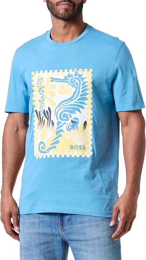 BOSS Men's Te_Cassette Graphic Print T-Shirt || Superb