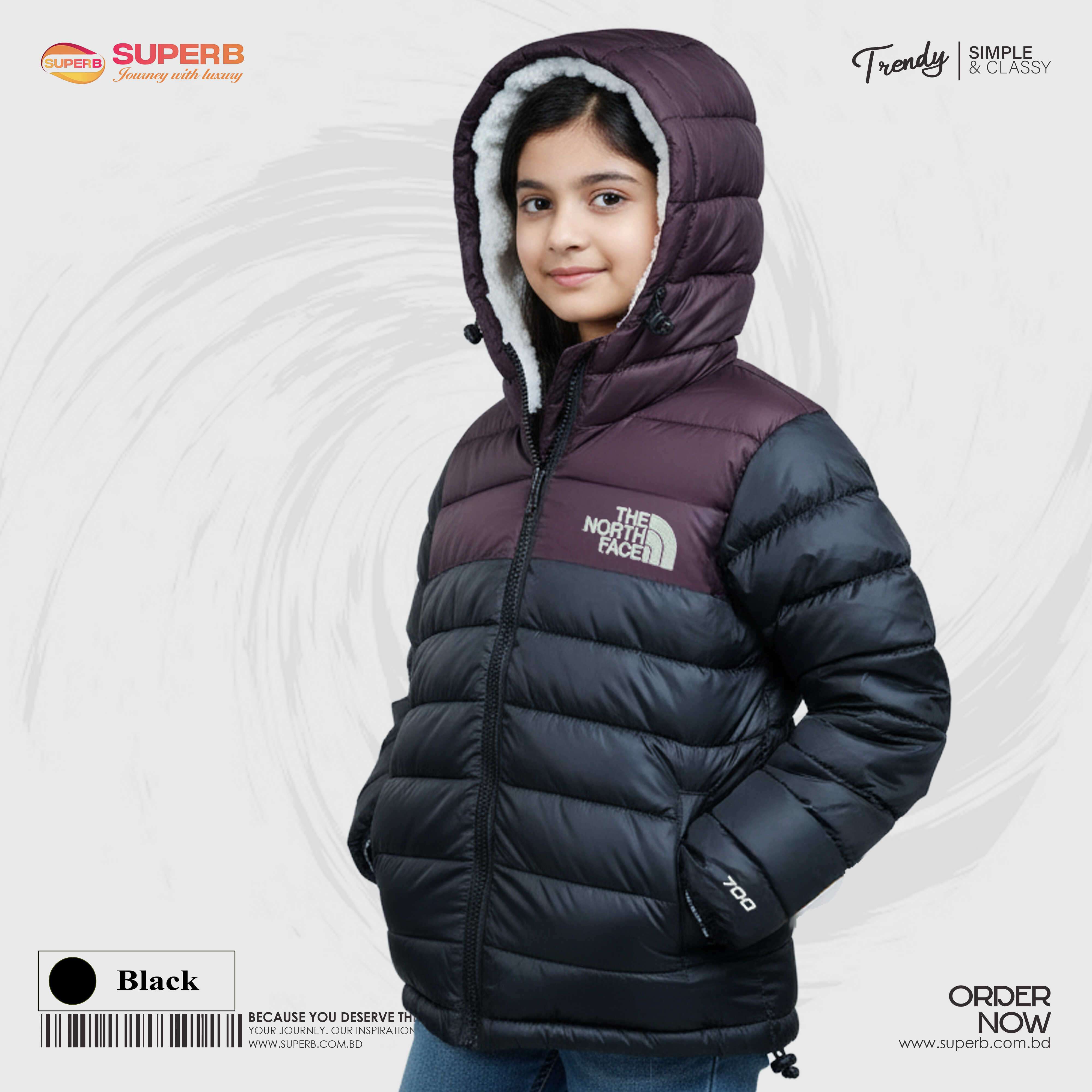 The North Face Inspired "700 Series" Puffer Jacket with Inner Sherpa for Boys and Girls || Superb